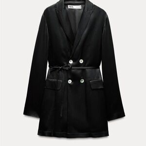 Zara Collection Women's Flowy Black Satin Blazer | NWT | Size XS